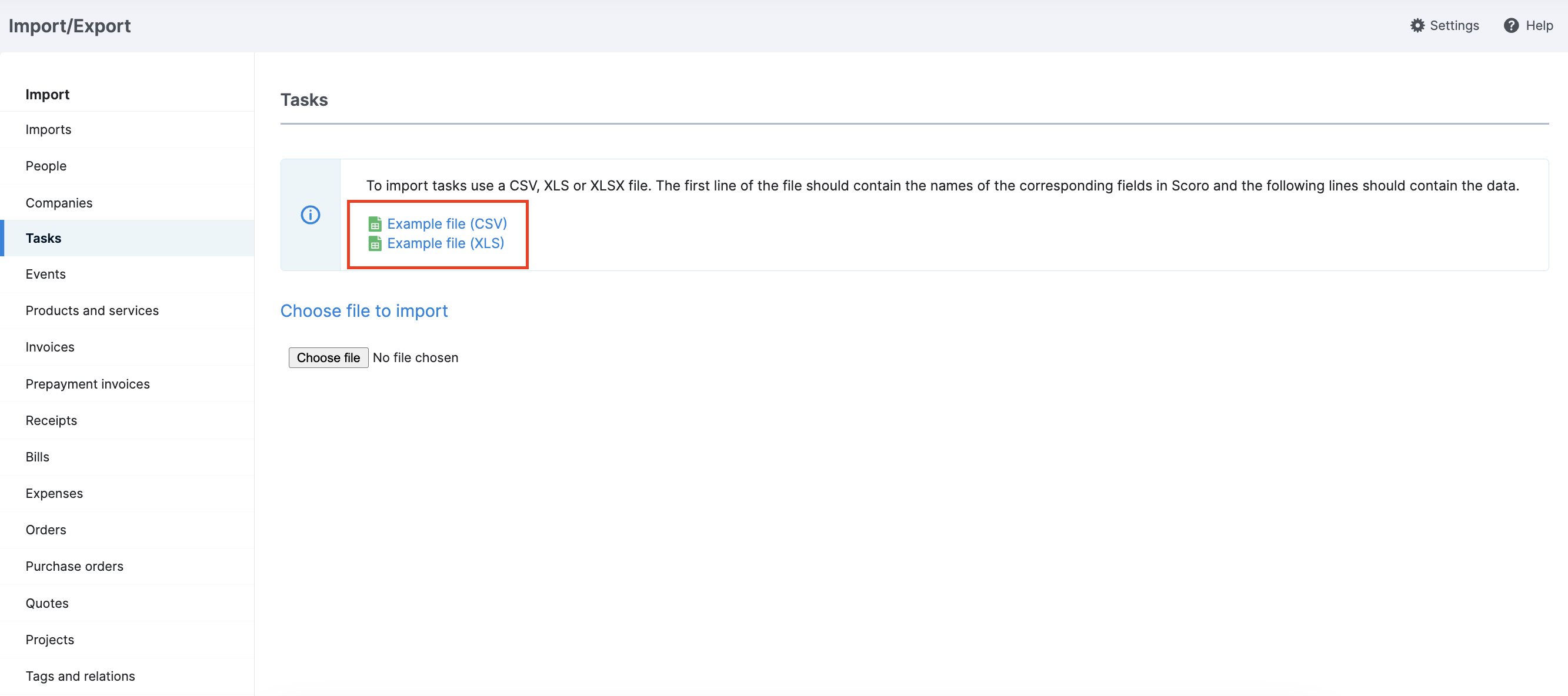 Importing tasks – Scoro Help Center