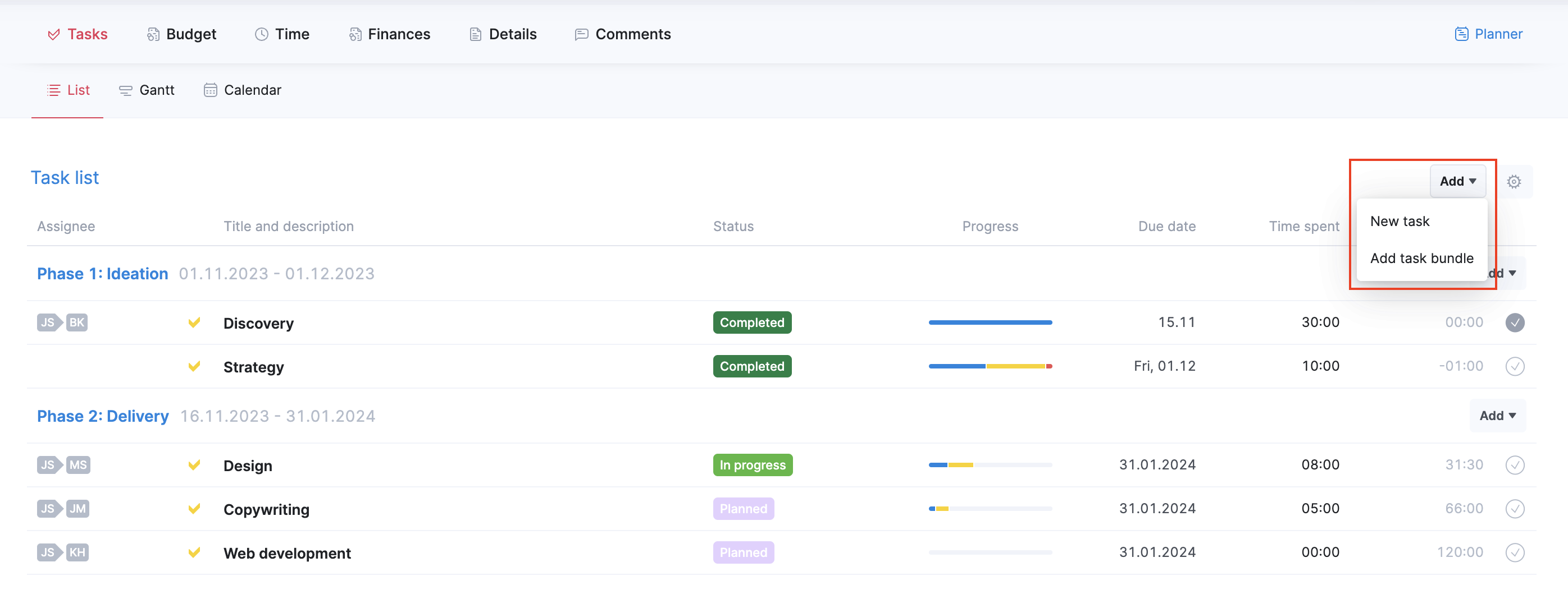 Task bundles – Scoro Help Center