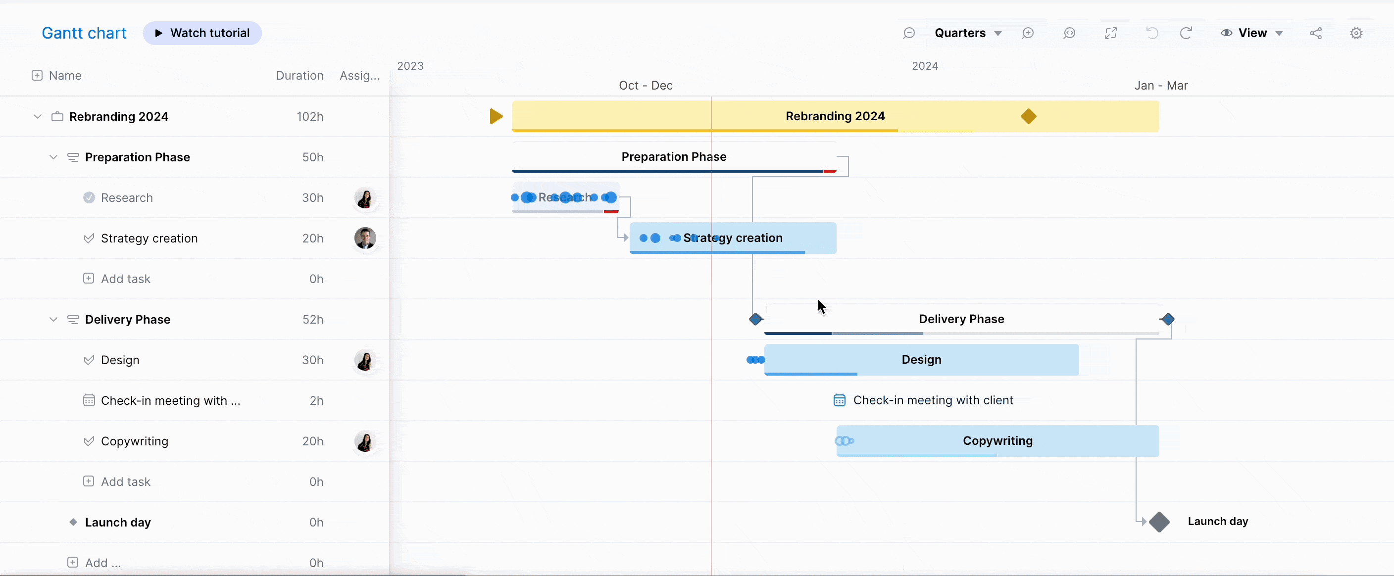 Adjust task in Gantt chart.gif