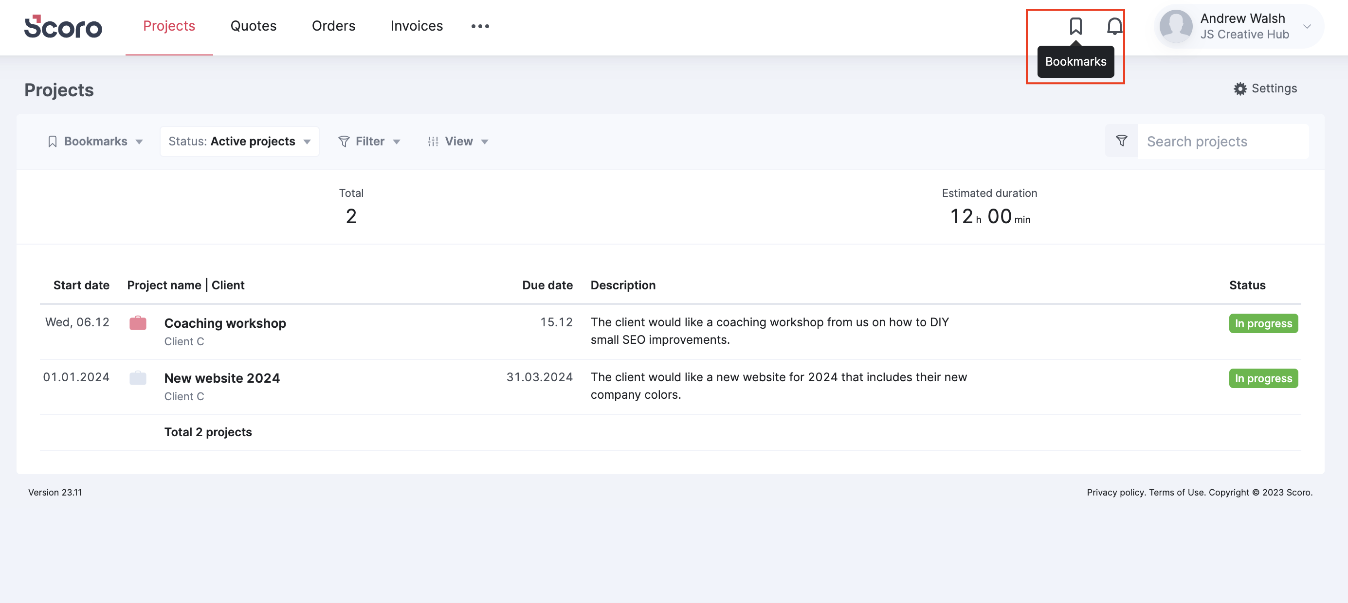 Customer portal - User - Bookmarks.png