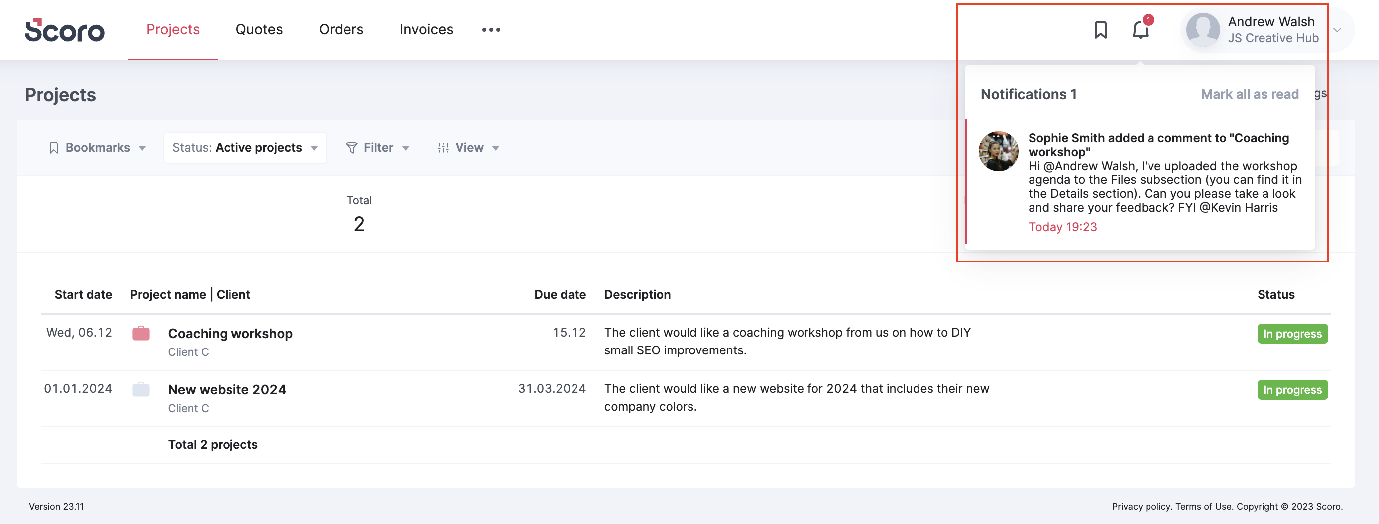 Customer portal - User - Comments notification.png
