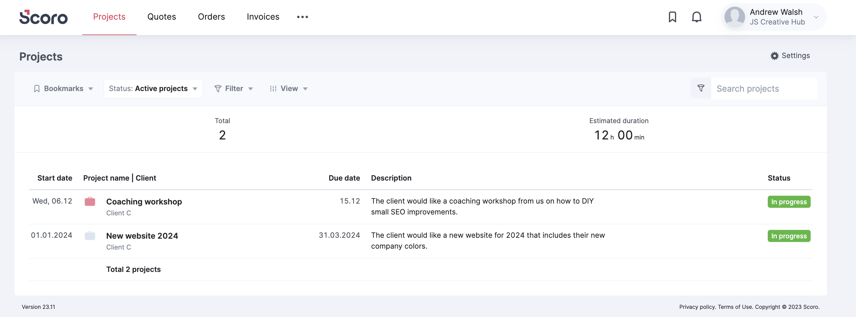 Customer portal - User - Projects module.png