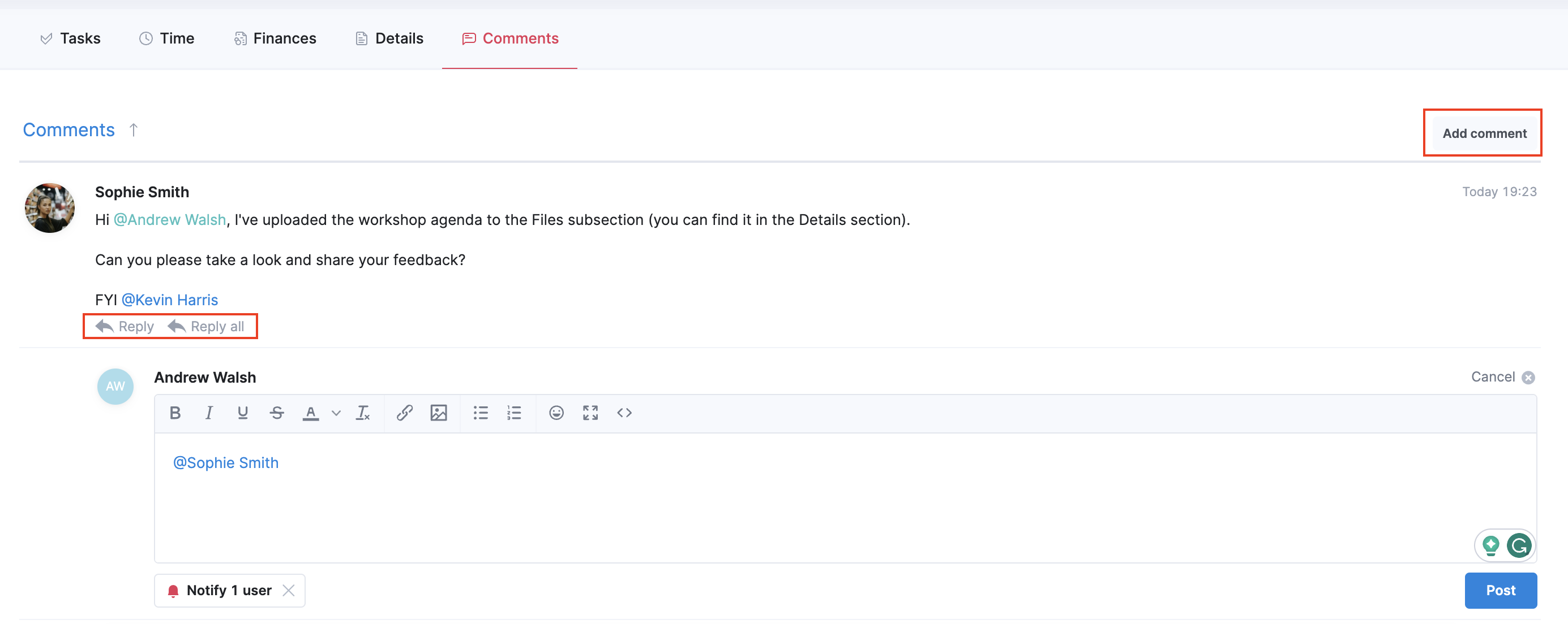 Customer portal - User - Comments reply.png