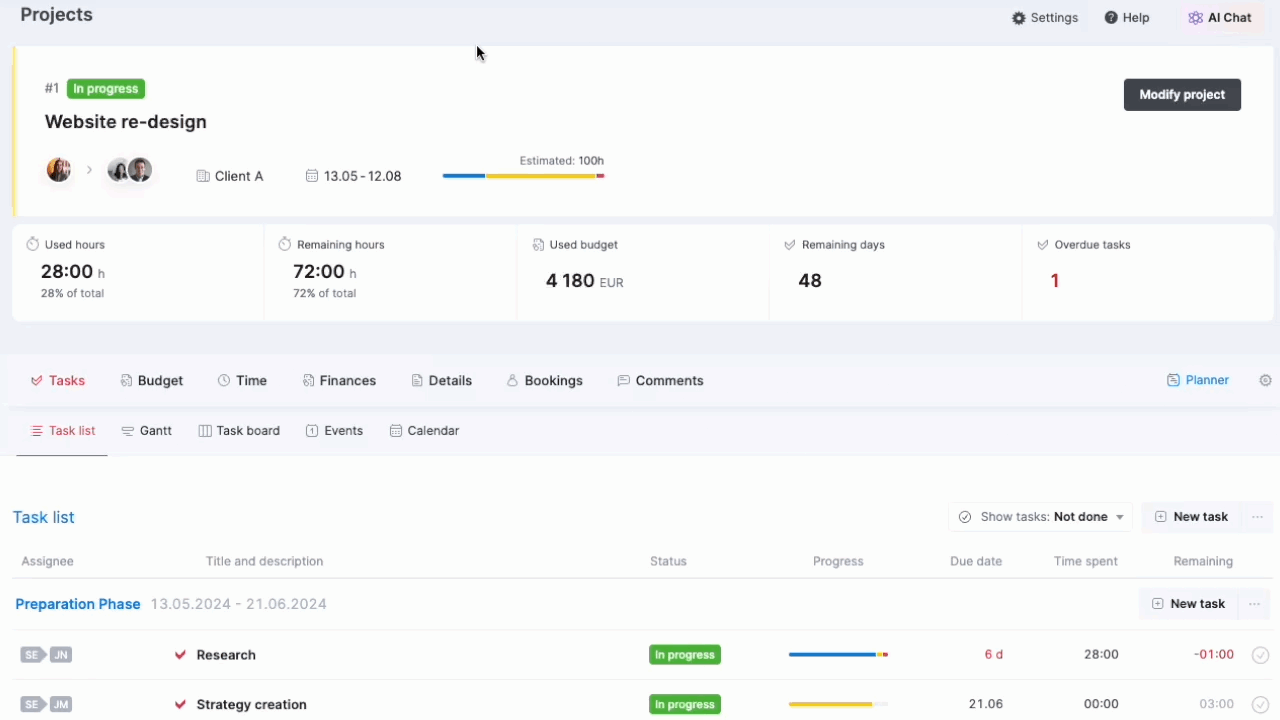 Change project start and end dates and adjust bookings.gif