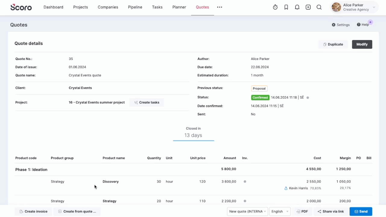 Create an invoice from quote.gif