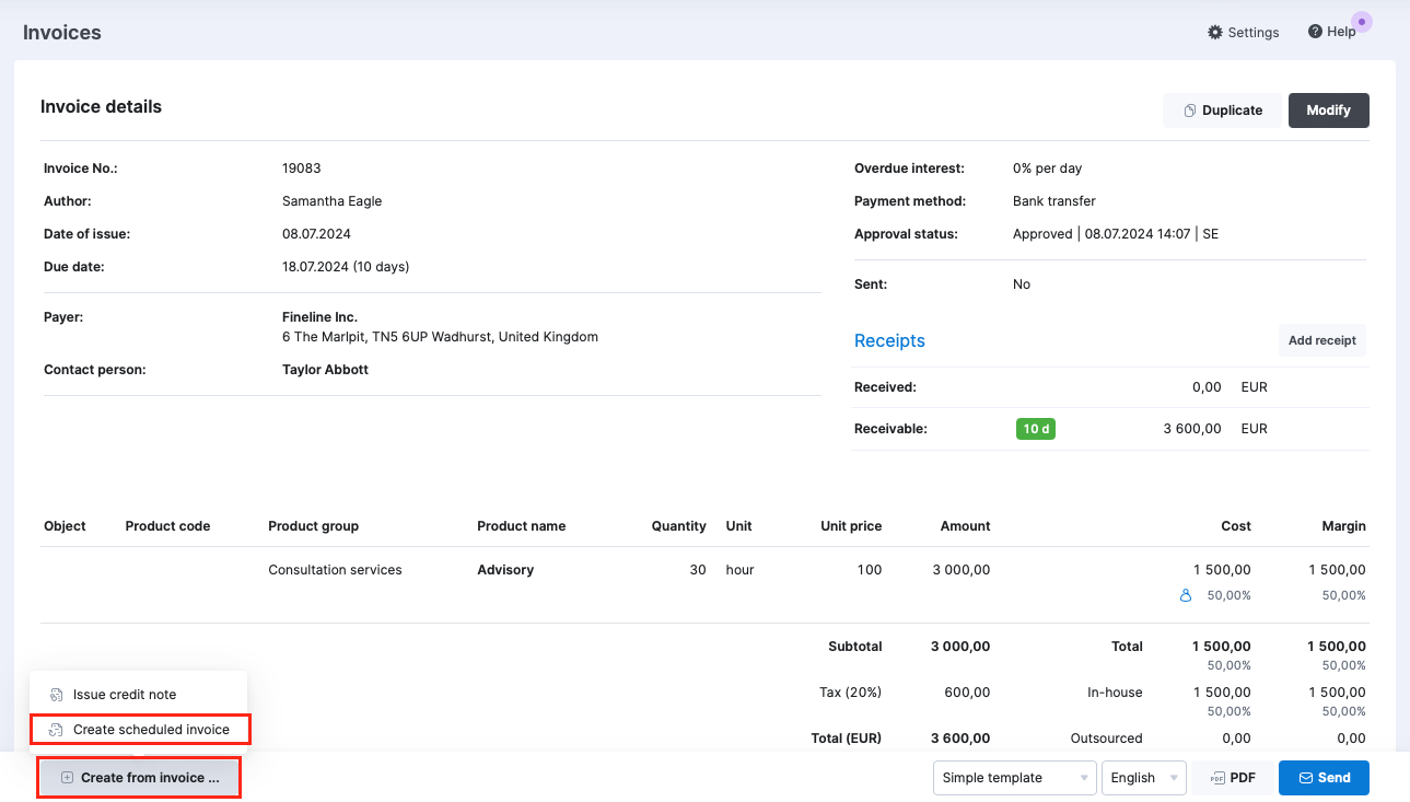 Create a scheduled invoice from an invoice.png